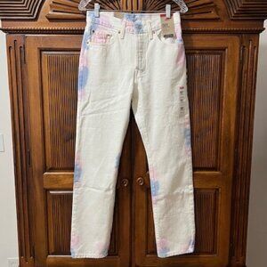 Levi’s 501 Original Fit Straight Leg Jeans White Tie Dye Women's 27 x 30
